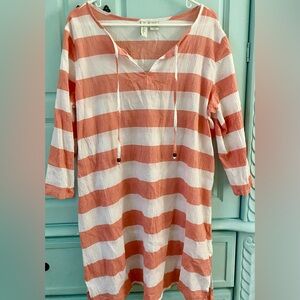 Palm Island Summer Beach Striped Swimsuit Cover Up Shirt XL
